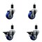 Service Caster 3'' Blue Poly Wheel Swivel 1-3/8'' Expanding Stem Caster Set 2 Brakes, 4PK SCC-EX20S314-PPUB-BLUE-2-PLB-2-138 - alternate 1